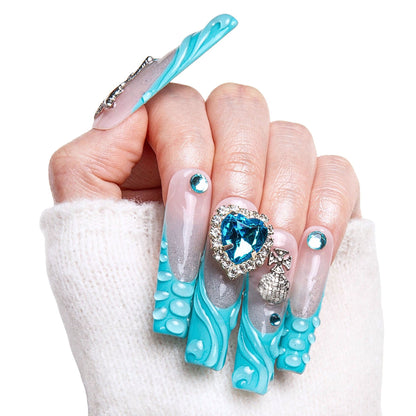 The Heart of the Ocean Handmade Nails H254