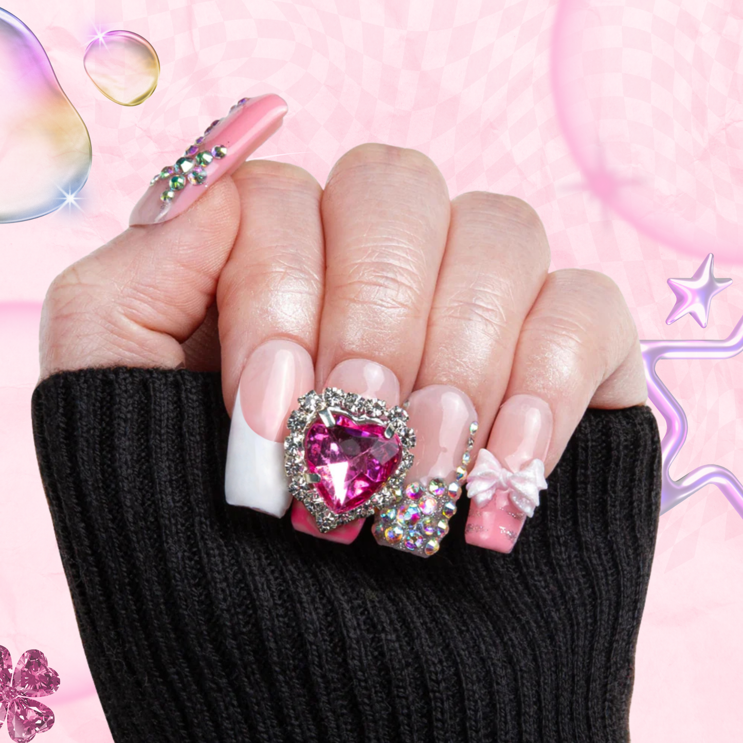 Rocking Heartbeat Handmade Nails H257