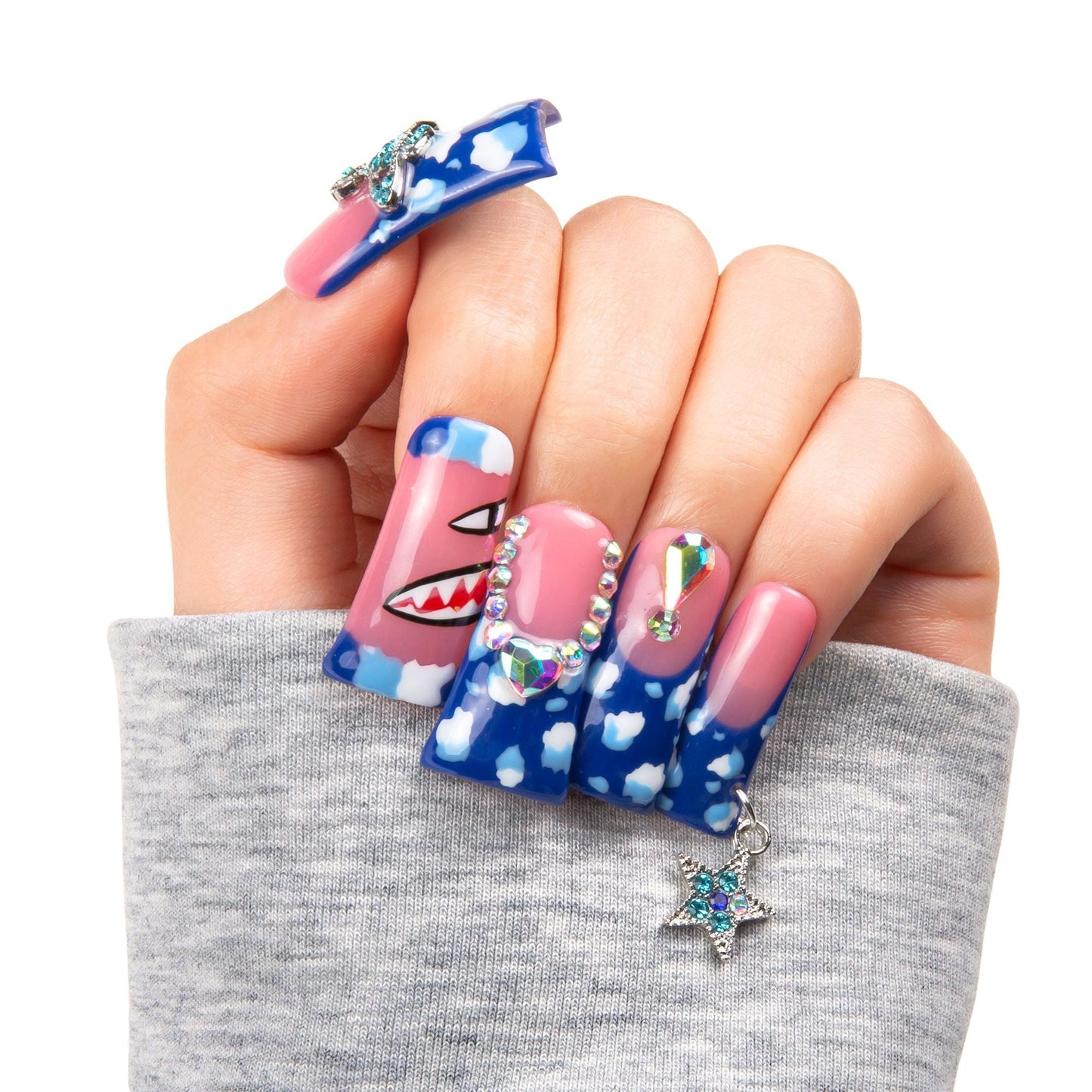 Royal Blue Sky Handmade Nails H262