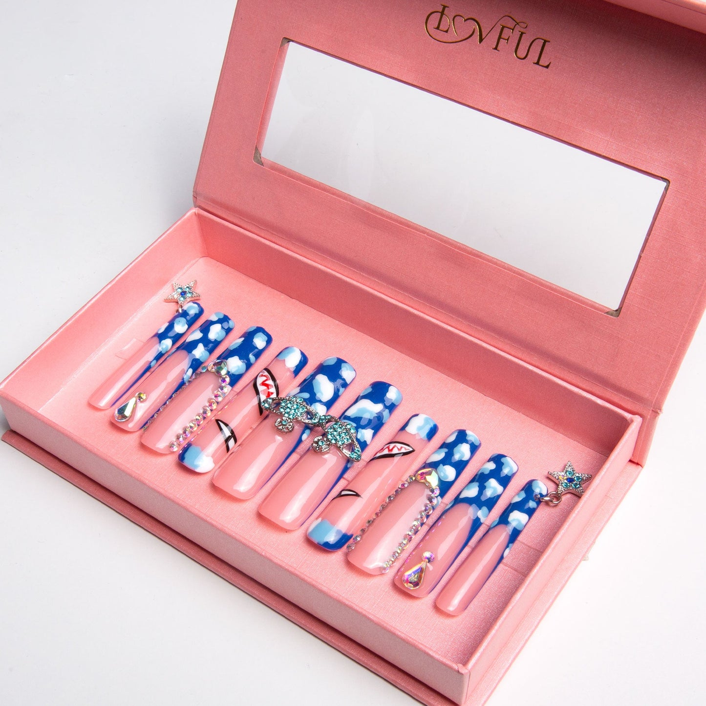 Royal Blue Sky Handmade Nails H262