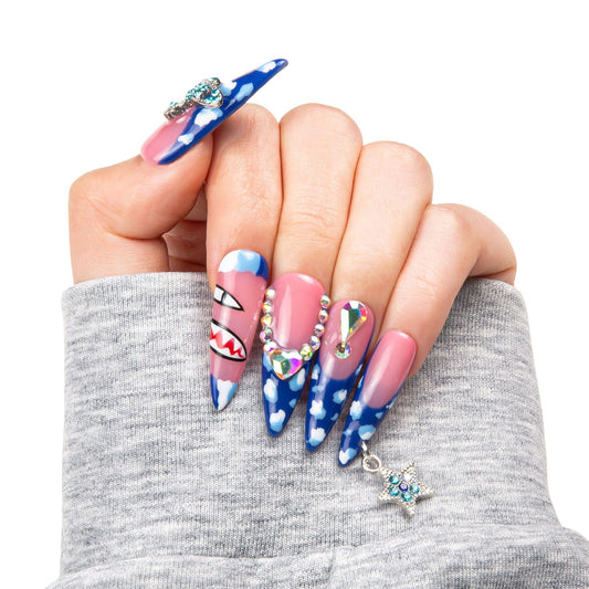 Royal Blue Sky Handmade Nails H262