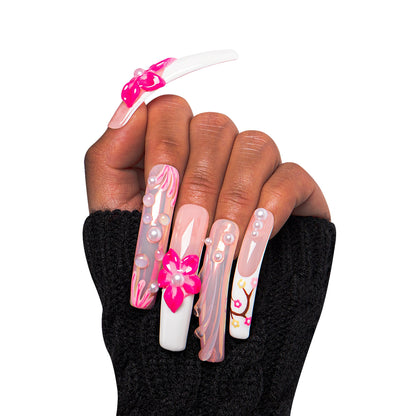 Hawaiian Orchid Handmade Nails H264