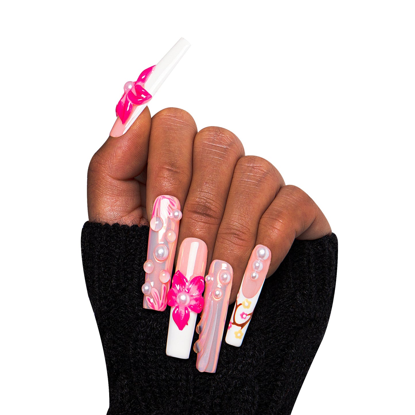 Hawaiian Orchid Handmade Nails H264