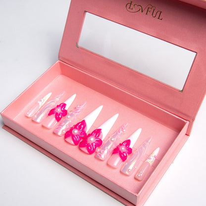 Hawaiian Orchid Handmade Nails H264