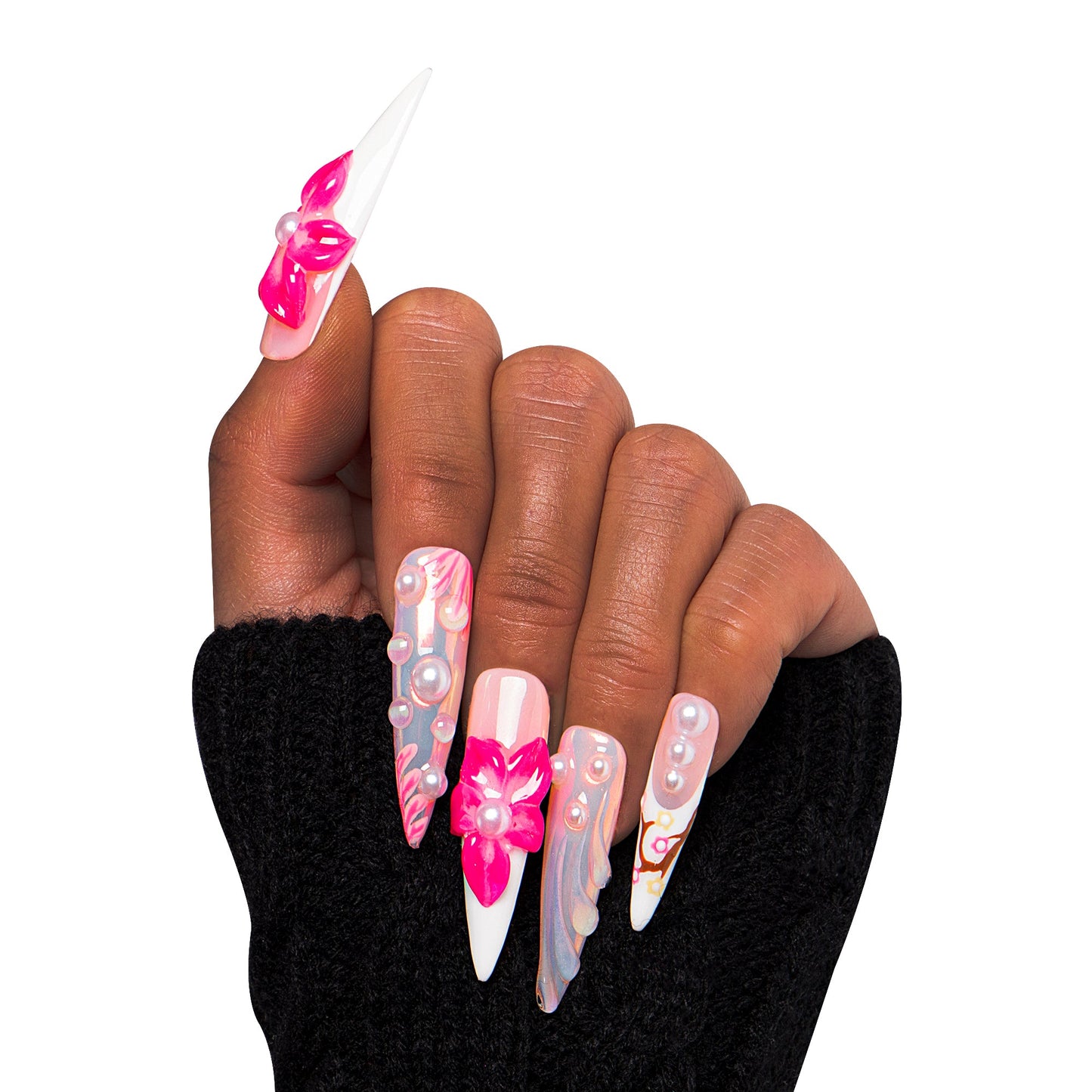 Hawaiian Orchid Handmade Nails H264