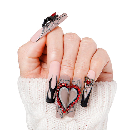 Midnight Spiderweb Handmade Nails H270