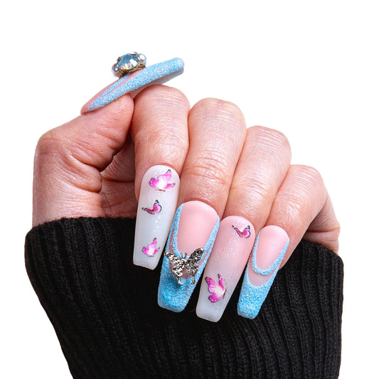 Sky Dance French Tip Handmade Nails H282