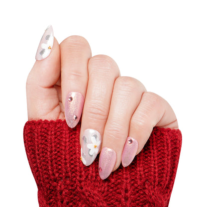Flower in Snow Handmade Nails H284