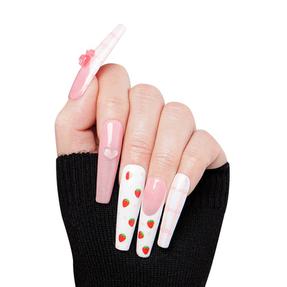 Strawberry Mousse Handmade Nails H286