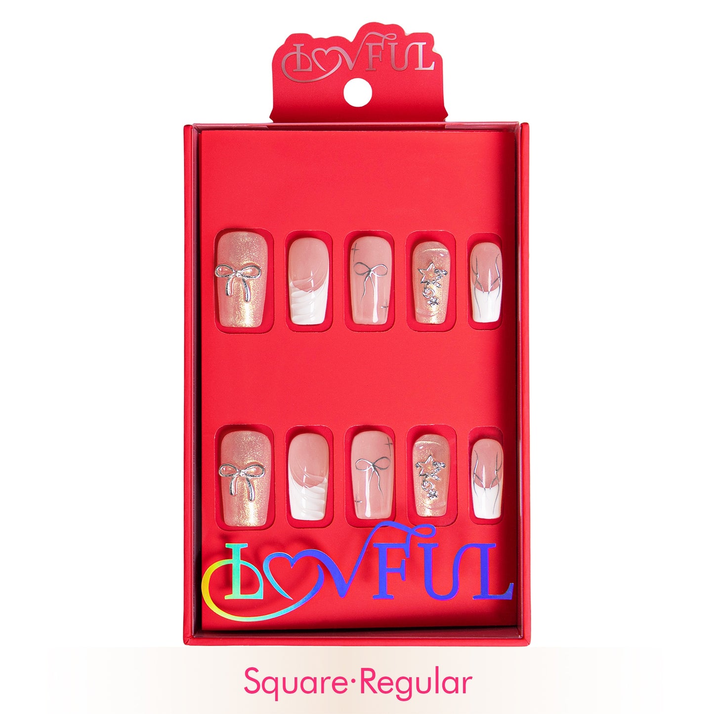Dazzling Star French Tip Handmade Nails H294