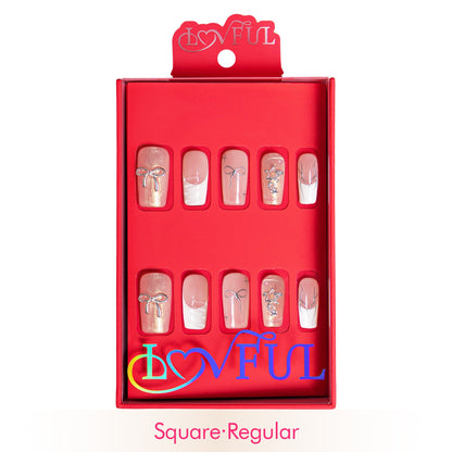 Dazzling Star French Tip Handmade Nails H294