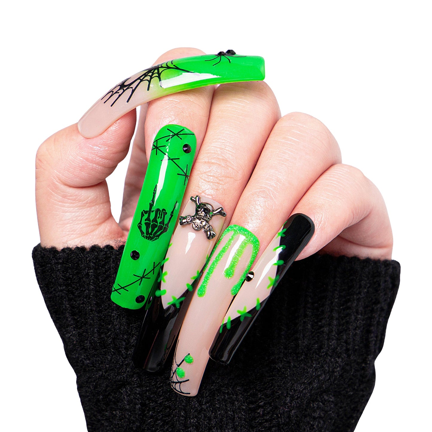 Luminous Lurker Handmade Nails GLOW IN THE DARK H339