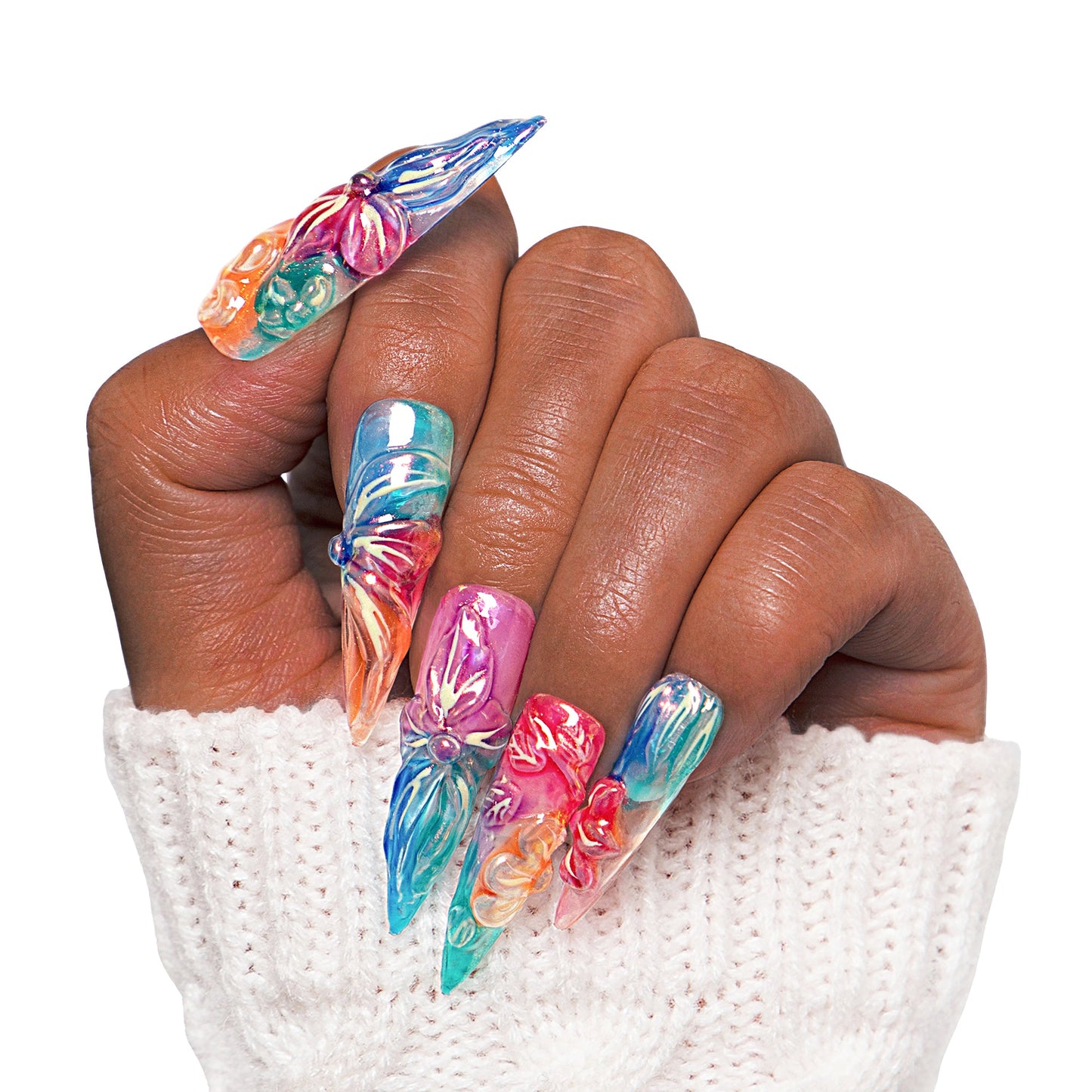 Charming Rainbow Handmade Nails H341
