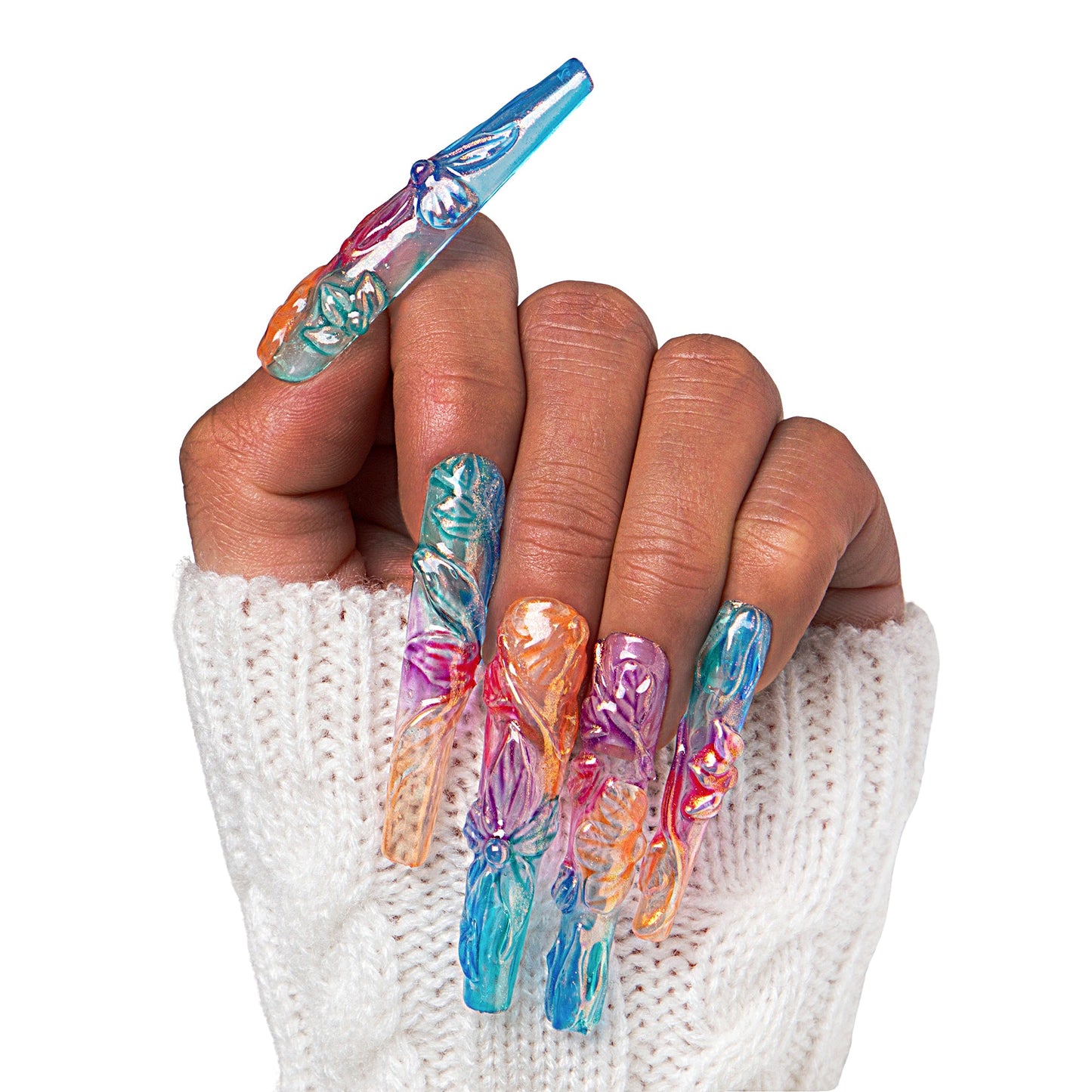 Charming Rainbow Handmade Nails H341