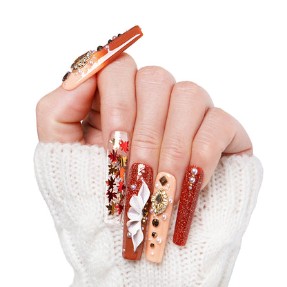 Golden Cascade Handmade Nails H343