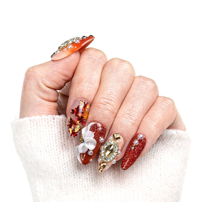 Golden Cascade Handmade Nails H343
