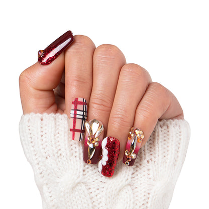Crimson Charm Handmade Nails H345