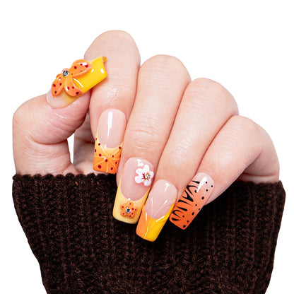 Savanna Flame Handmade Nails H362
