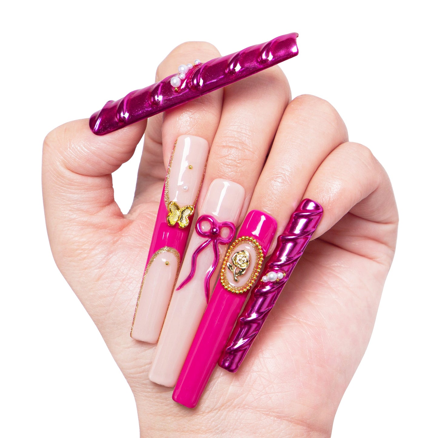 Fuchsia Wonderland Handmade Nails H373