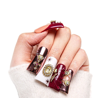 Royal Crimson Handmade Nails H383
