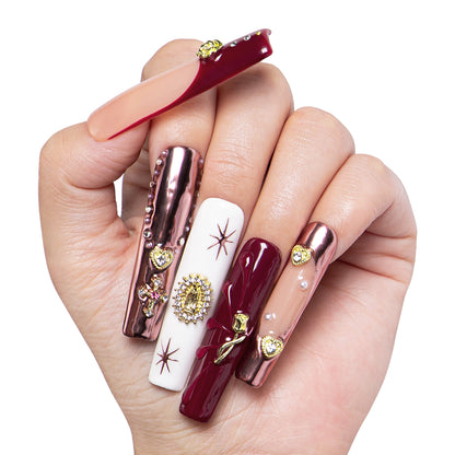 Royal Crimson Handmade Nails H383