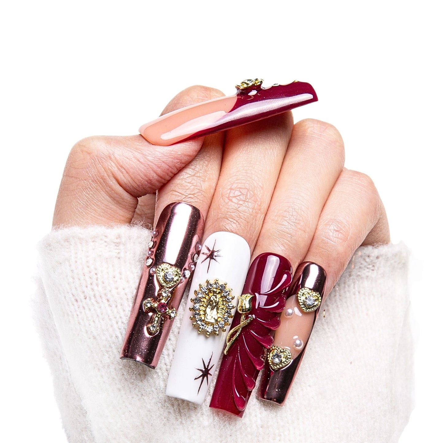 Royal Crimson Handmade Nails H383
