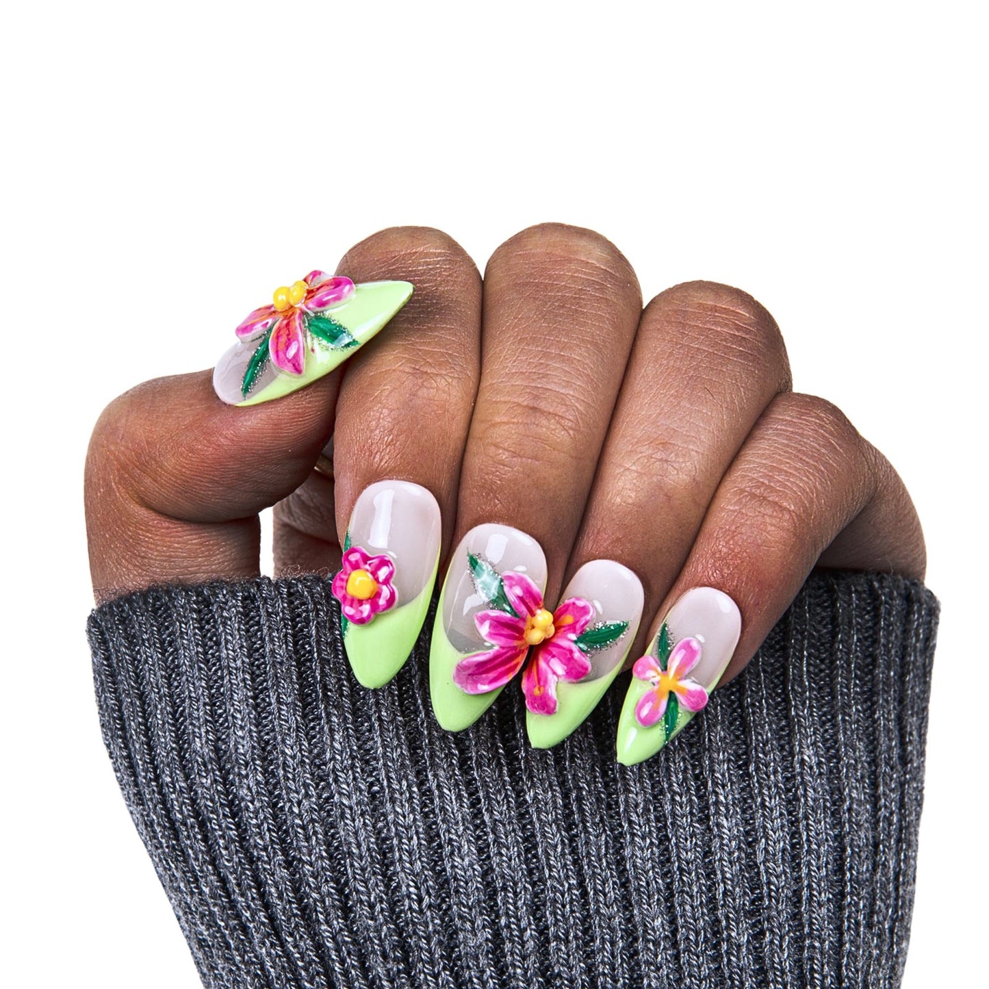 Flourishing Fuchsia Handmade Nails H388