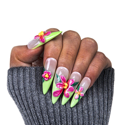 Flourishing Fuchsia Handmade Nails H388