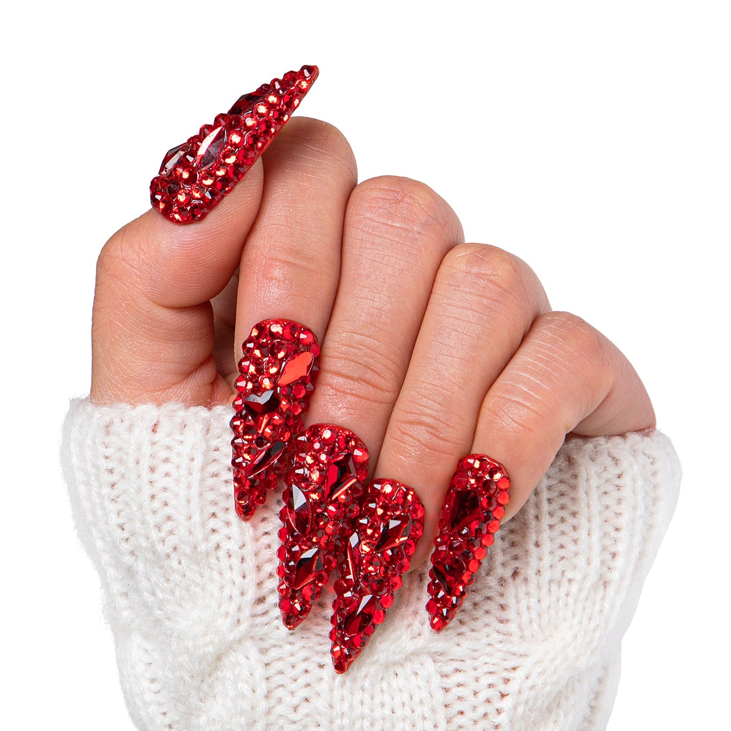 Flaming Sex Red Handmade Nails H39