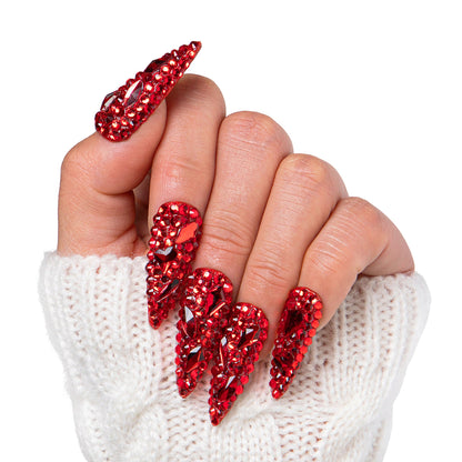 Flaming Sex Red Handmade Nails H39