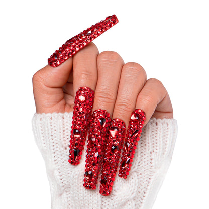 Flaming Sex Red Handmade Nails H39