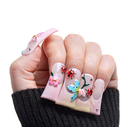 Lovebug Picnic Handmade Nails H393