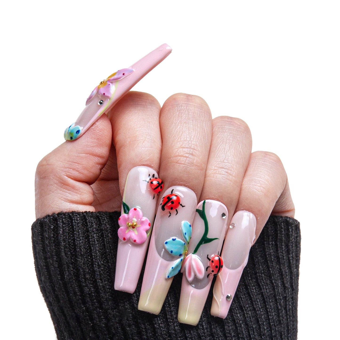 Lovebug Picnic Handmade Nails H393