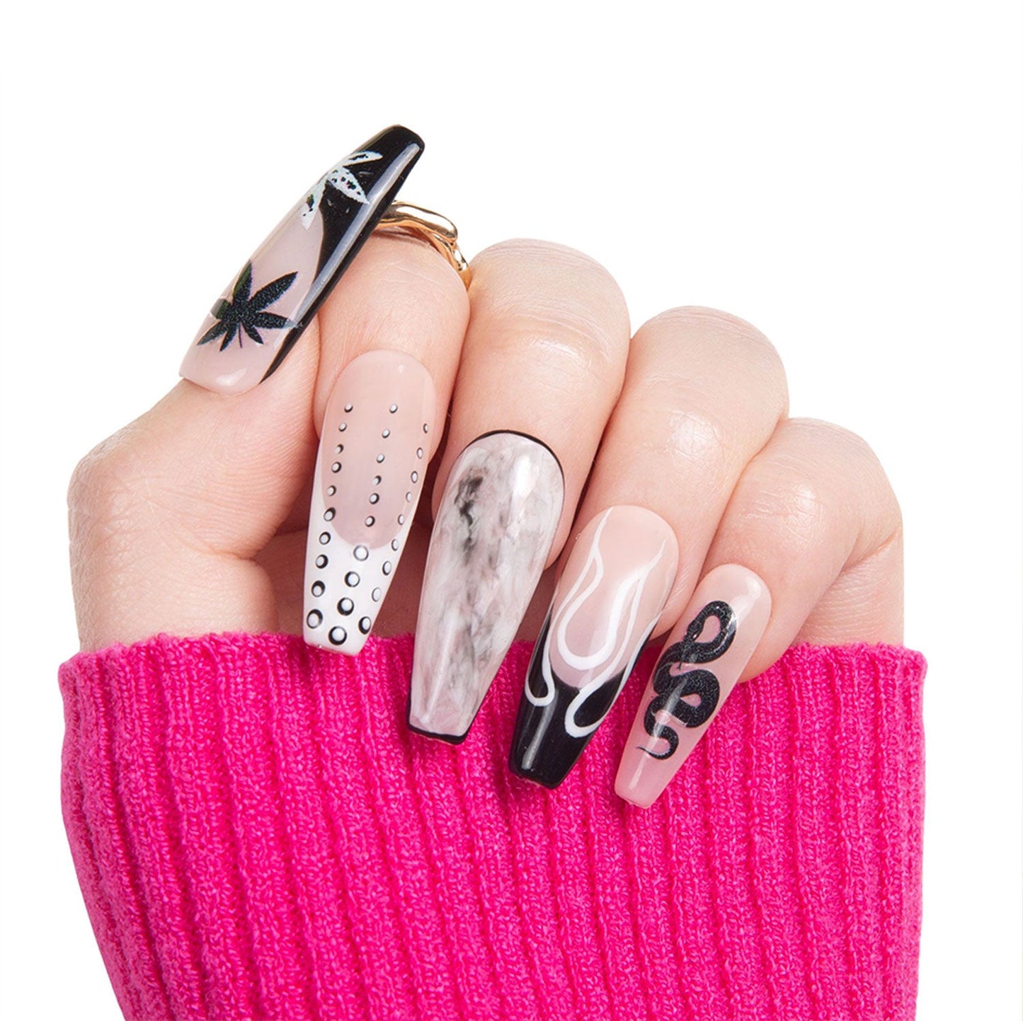 Midnight strain Handmade Nails H428