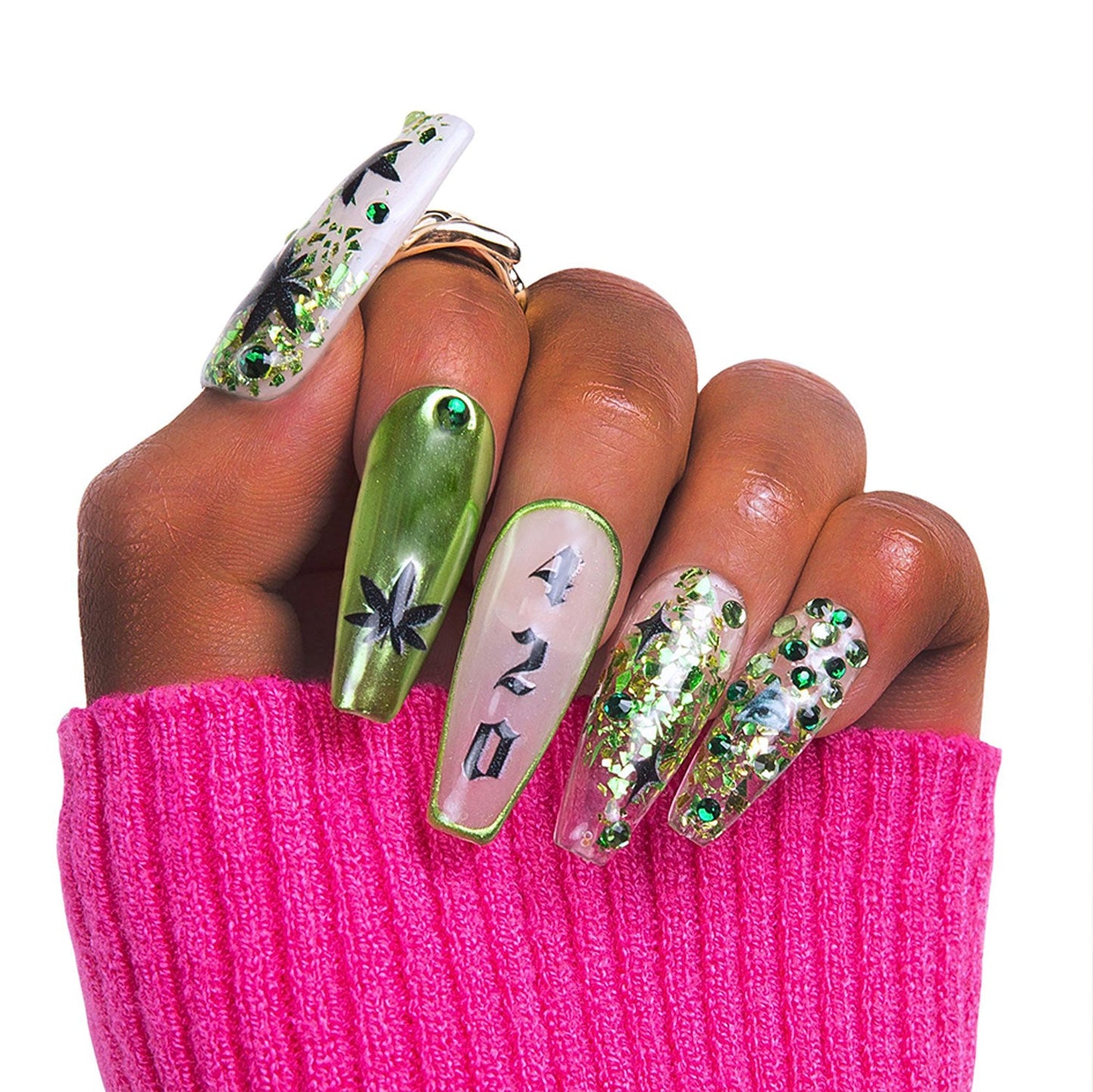Emerald Haze Handmade Nails H429