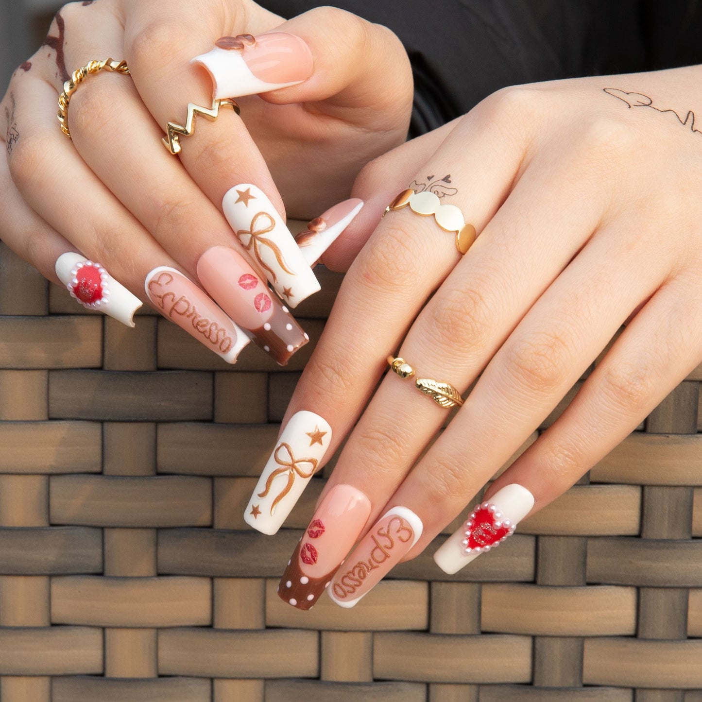 Sabrina¡¯s Brown Sugar Shakin Espresso Handmade Nails H436