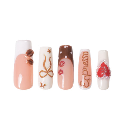 Sabrina¡¯s Brown Sugar Shakin Espresso Handmade Nails H436