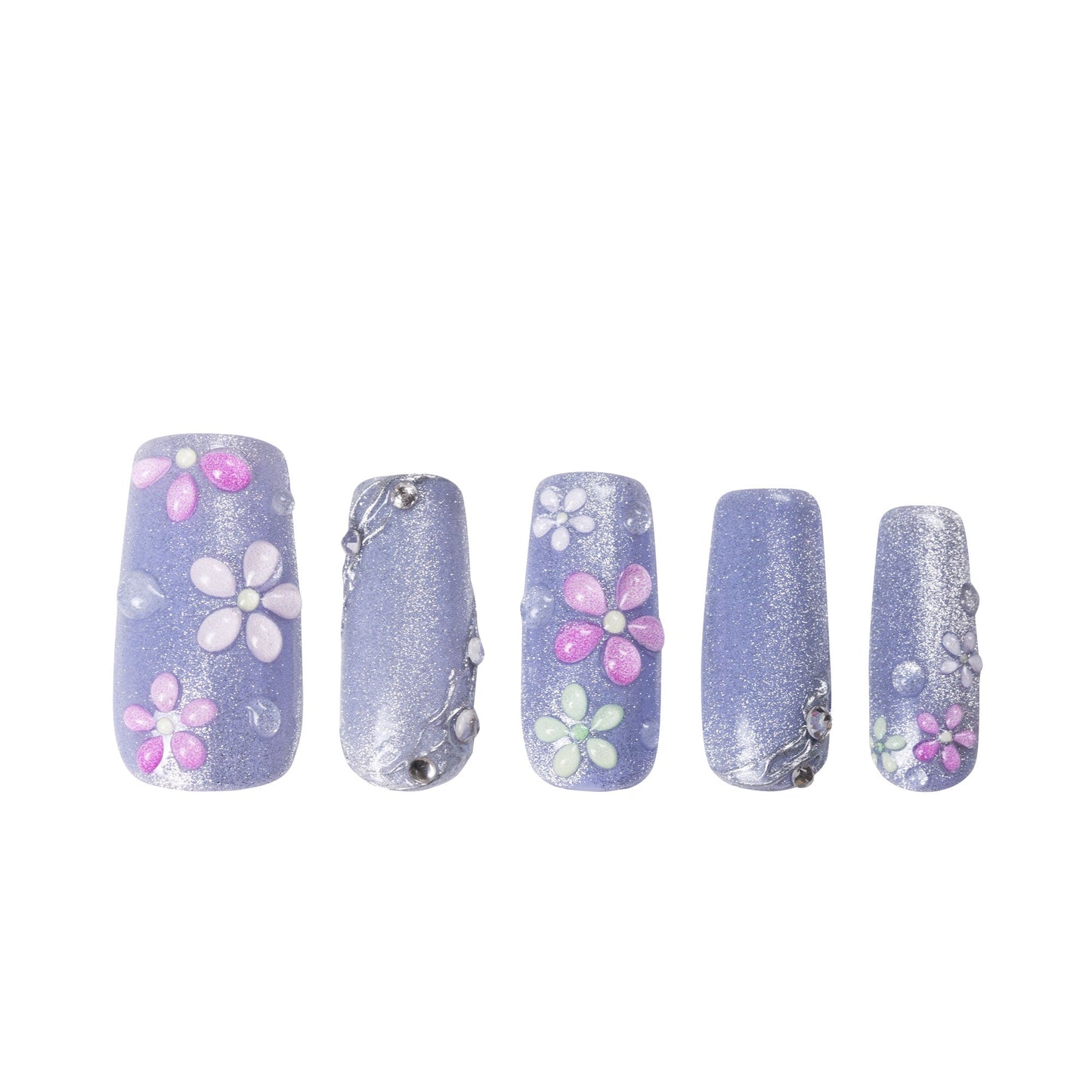 Misty Lilac Bloom Handmade Nails H439