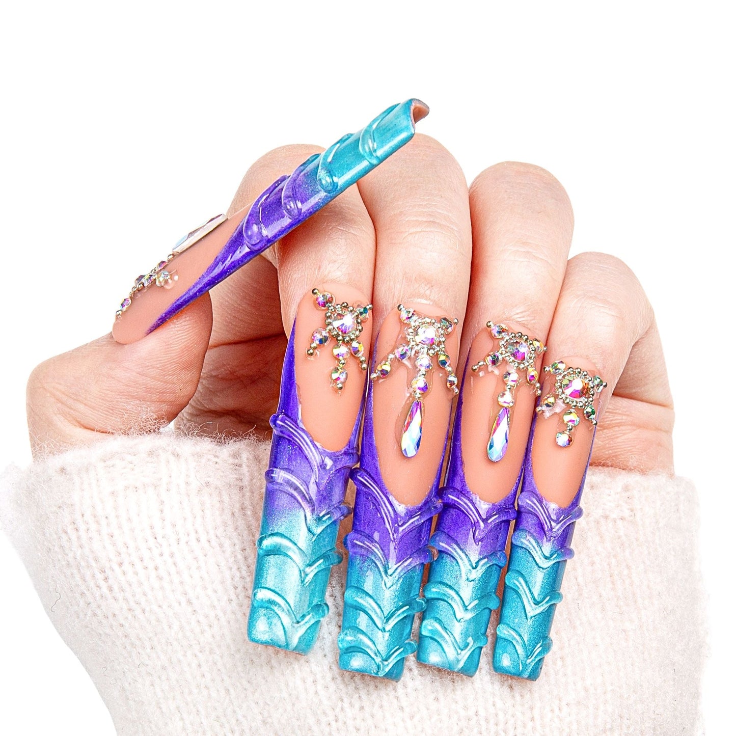 Mermaid Tail Handmade Nails H44