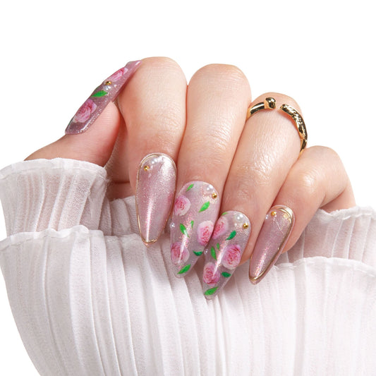 Victorian Rose Handmade Nails H440