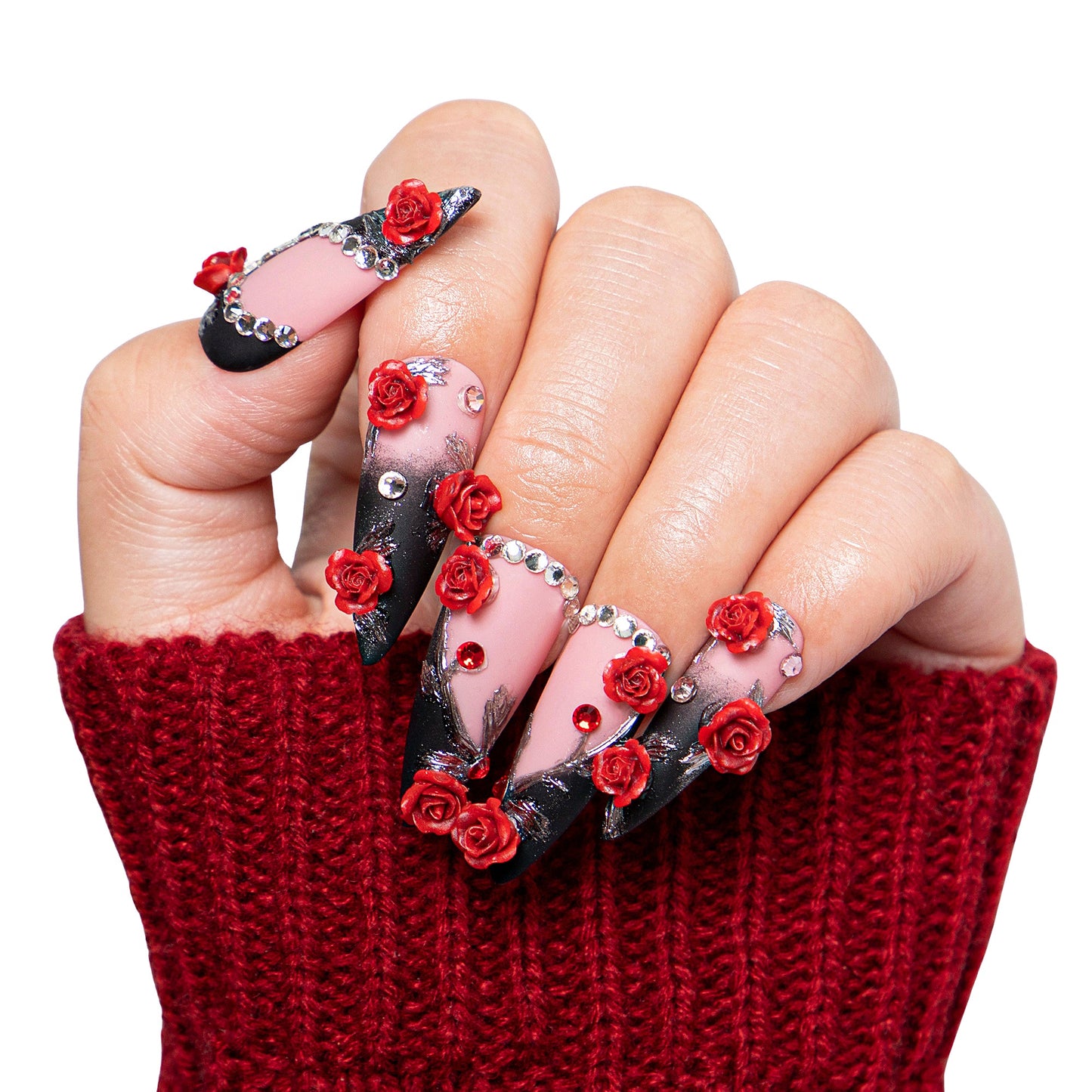 Scarlet Noir Handmade Nails H451