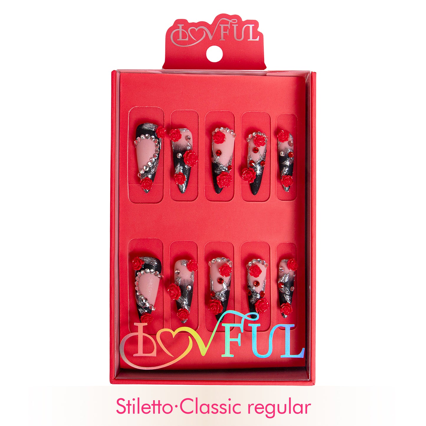 Scarlet Noir Handmade Nails H451