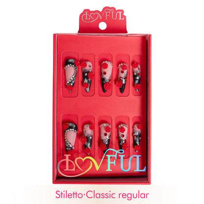 Scarlet Noir Handmade Nails H451