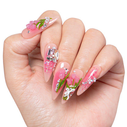 Blushing Tulips Handmade Nails H459