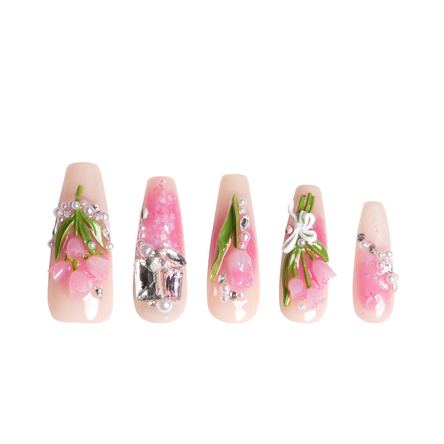 Blushing Tulips Handmade Nails H459