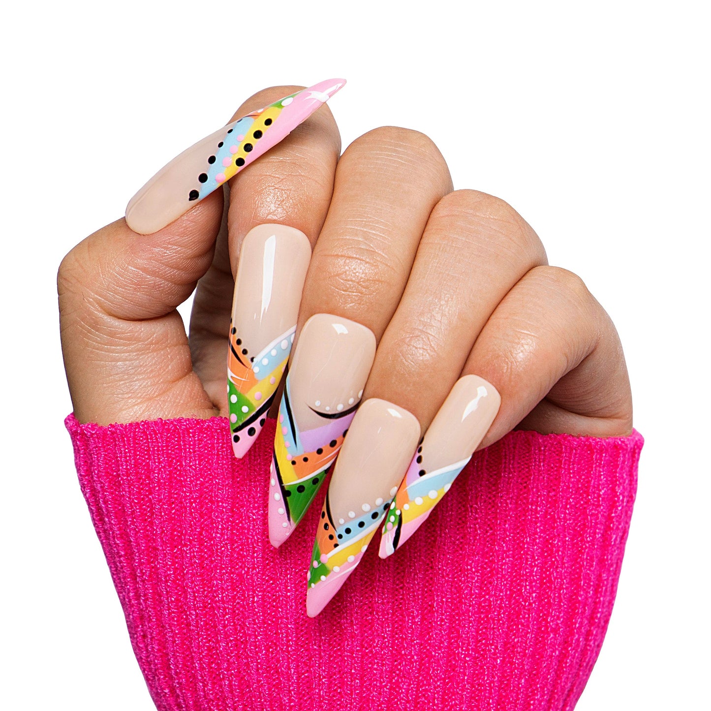 Rainbow Rhapsody Handmade Nails H472