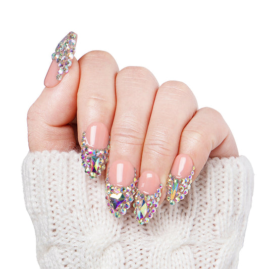 Angel's Tear Rhinestone Handmade Nails H48