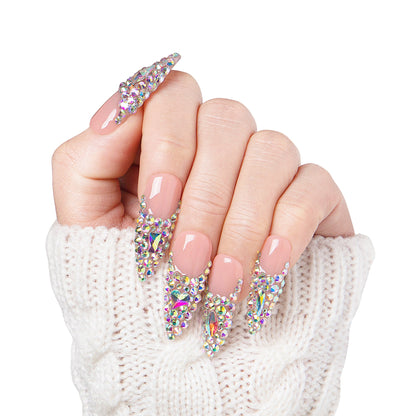 Angel's Tear Rhinestone Handmade Nails H48