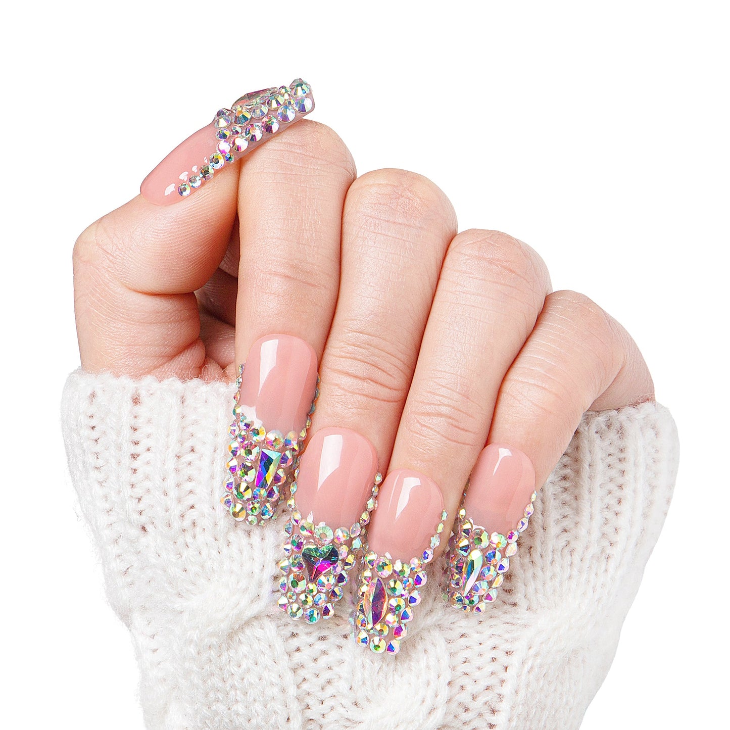 Angel's Tear Rhinestone Handmade Nails H48