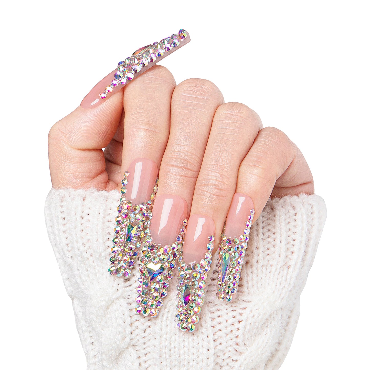 Angel's Tear Rhinestone Handmade Nails H48
